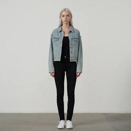 Butterfly Patch Short Denim Jacket For Women