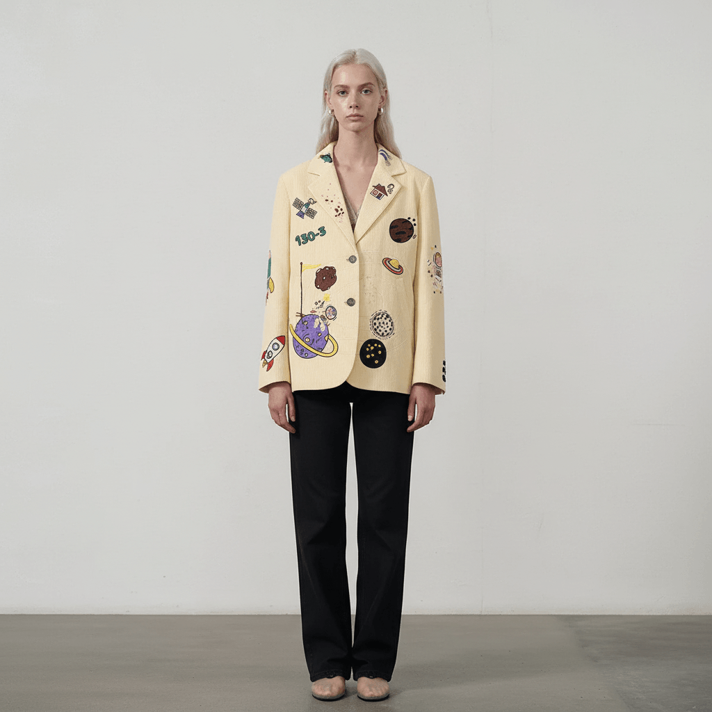 Corduroy Baggy Coat Cartoon Embroidered For Women All Products