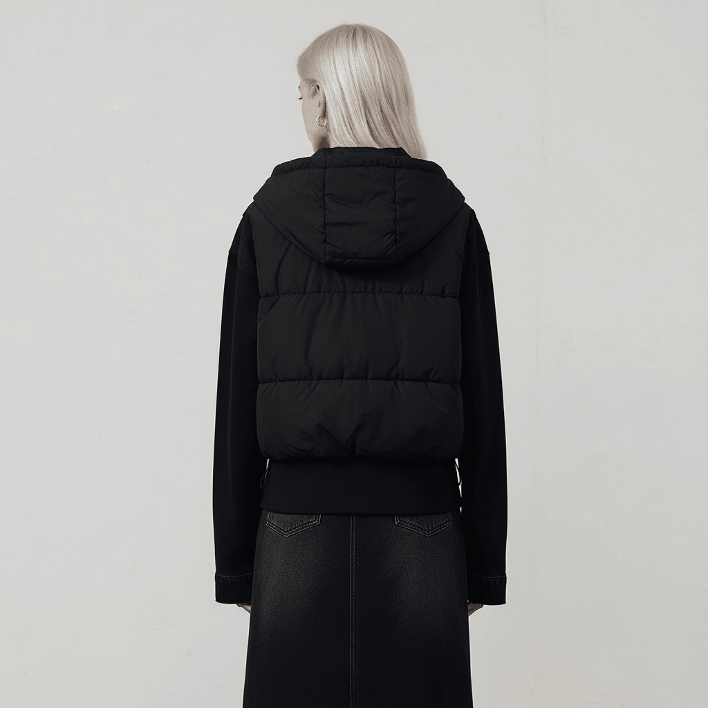 Simple and lightweight hooded patchwork jacket for women | MuddyStock Originals