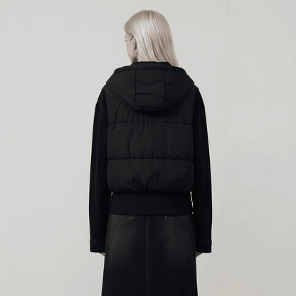 Simple and lightweight hooded patchwork jacket for women | MuddyStock Originals