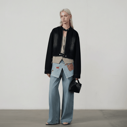 Cartoon embroidery loose denim pants for women | MuddyStock Originals
