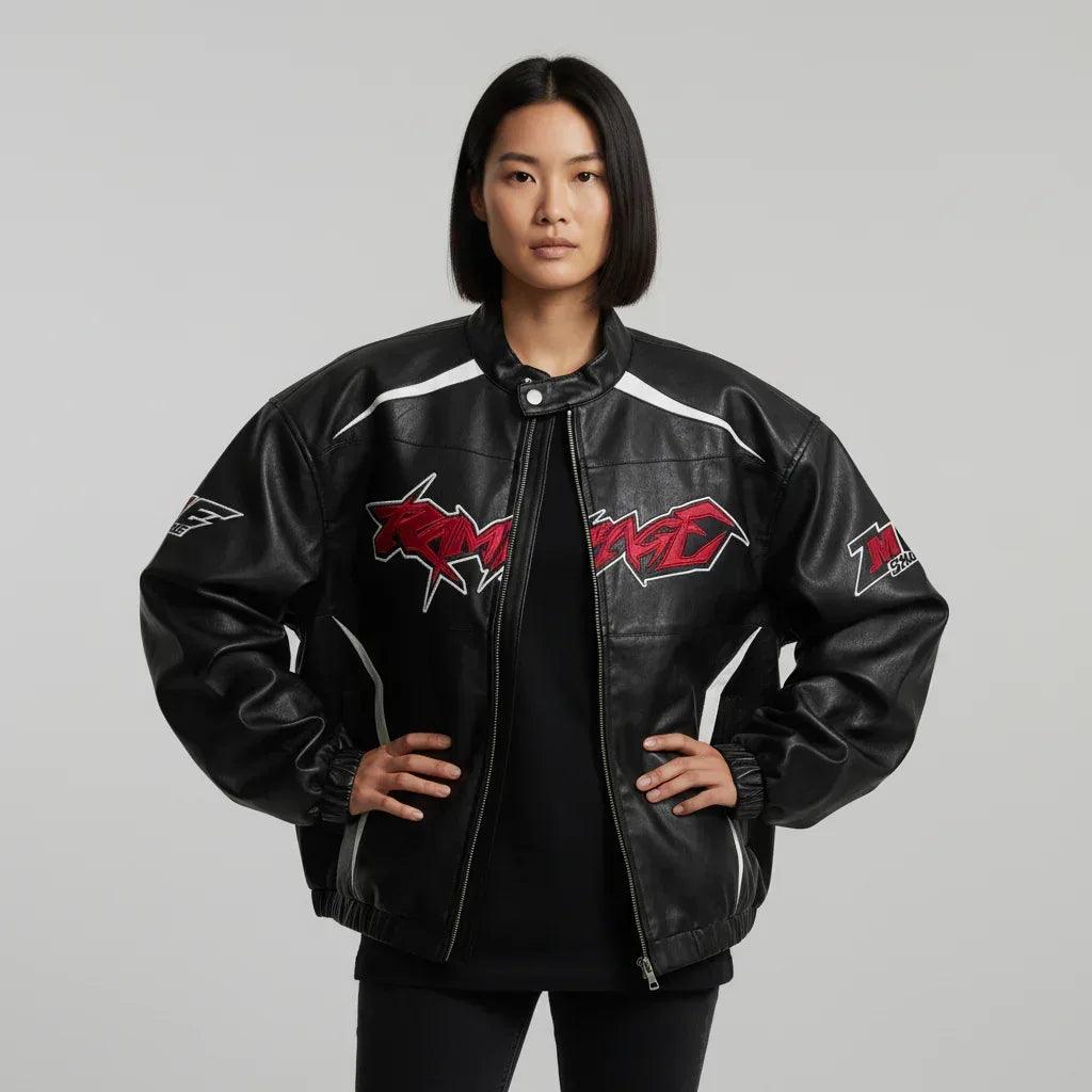 Locomotive Style PU Jacket For Men And Women