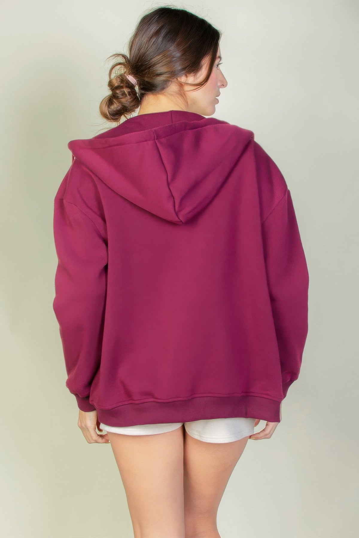 Graphic Drop Shoulder Zipper Up Hoodie For Women