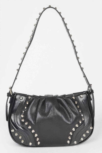Hot Fix Stones Metal Stud Shoulder Bag For Women