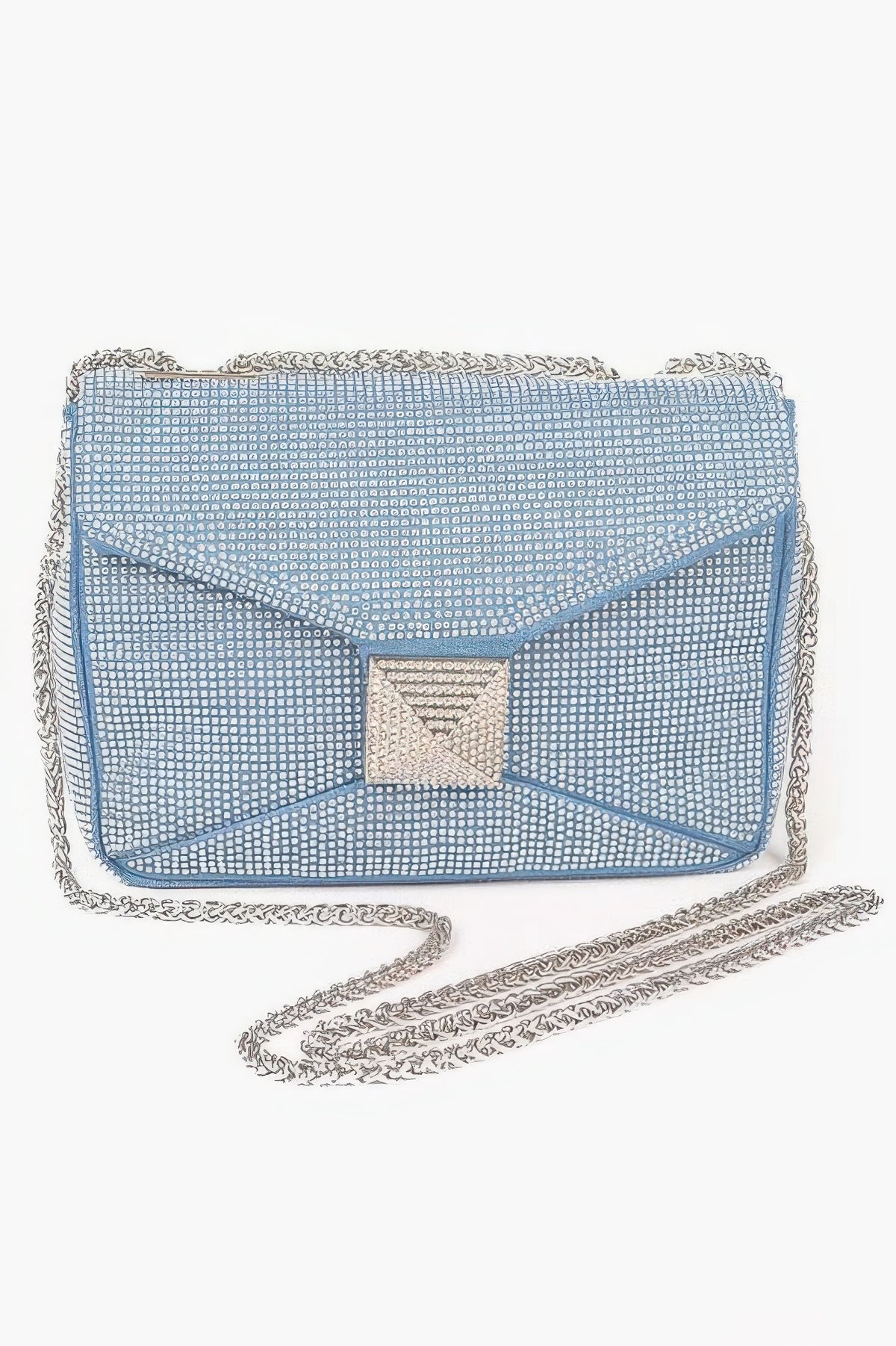 Hot Fix Rhinestone Denim Clutch Bag