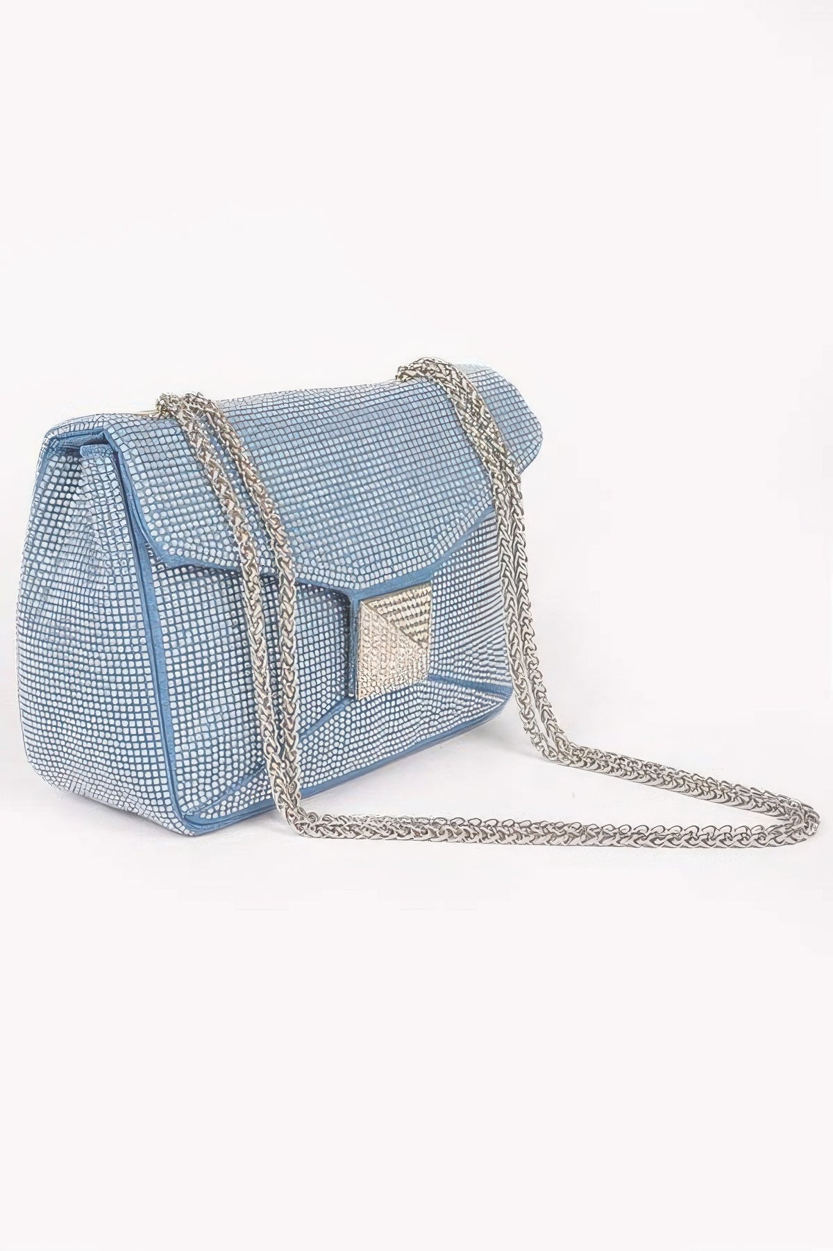 Hot Fix Rhinestone Denim Clutch Bag