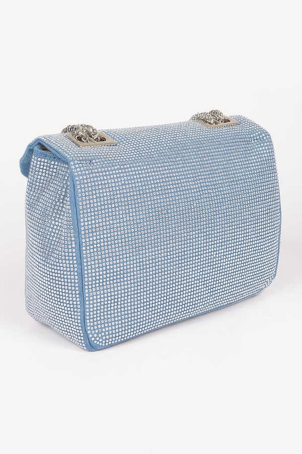 Hot Fix Rhinestone Denim Clutch Bag