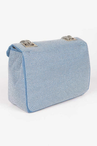Hot Fix Rhinestone Denim Clutch Bag