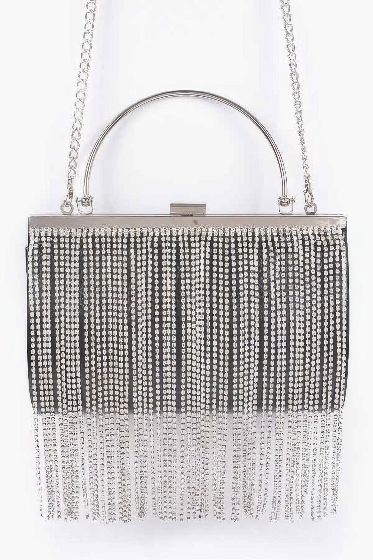 Rhinestone Fringe Metallic Party Clutch For Women