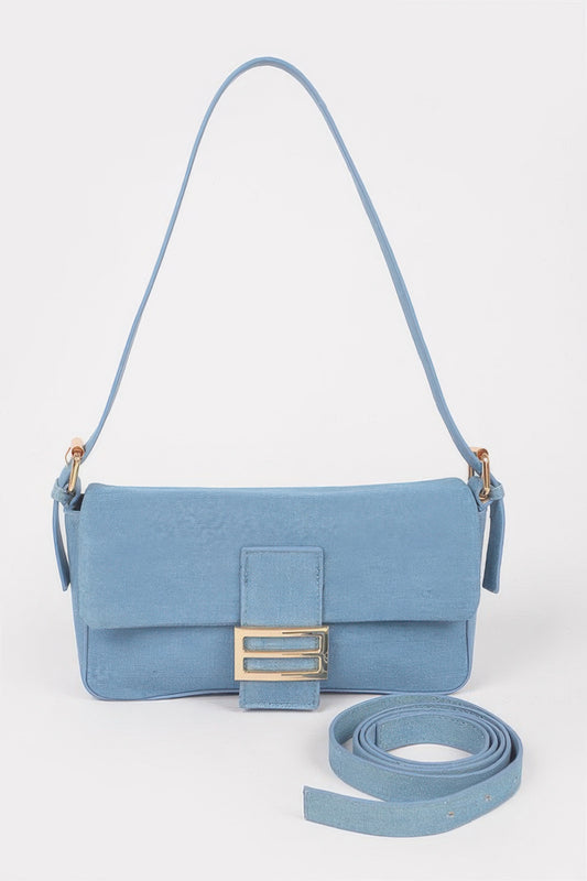Denim Metal Buckle Shoulder Bag For Women