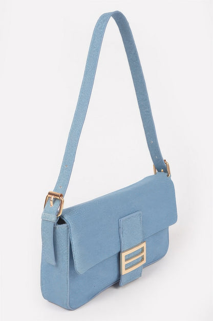 Denim Metal Buckle Shoulder Bag For Women