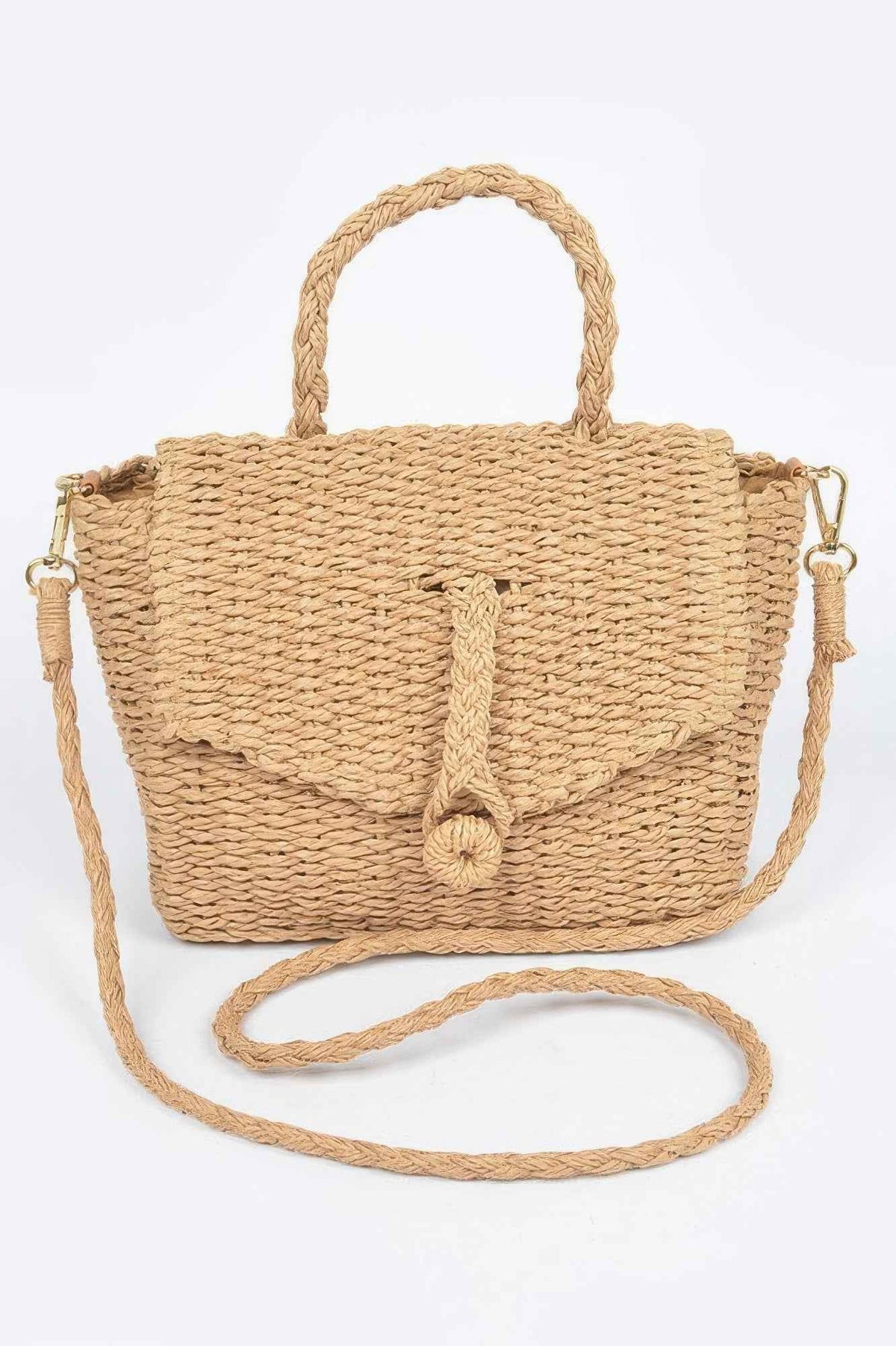 Faux Straw Weaved Clutch Bag For Women