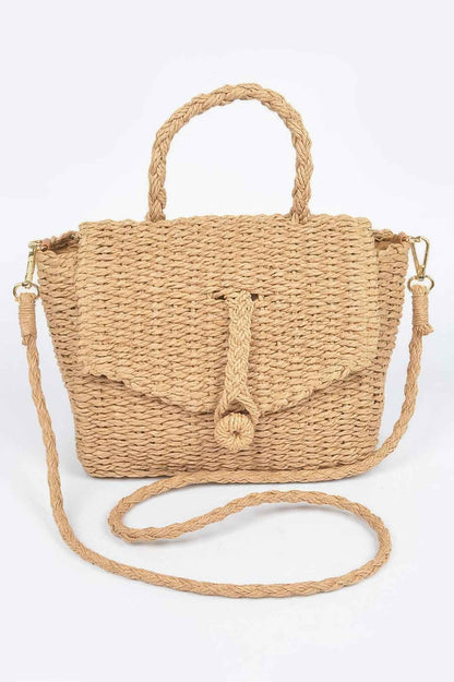 Faux Straw Weaved Clutch Bag For Women