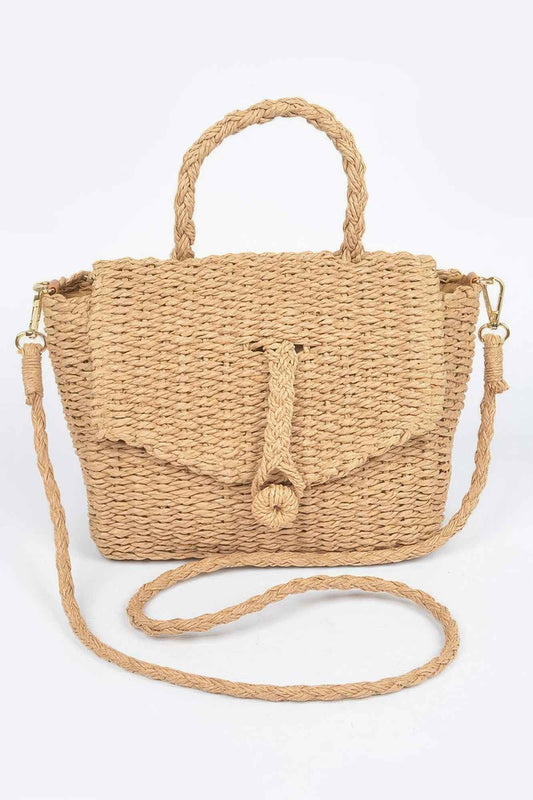 Faux Straw Weaved Clutch Bag For Women