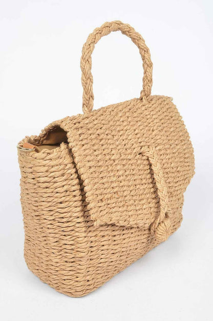 Faux Straw Weaved Clutch Bag For Women