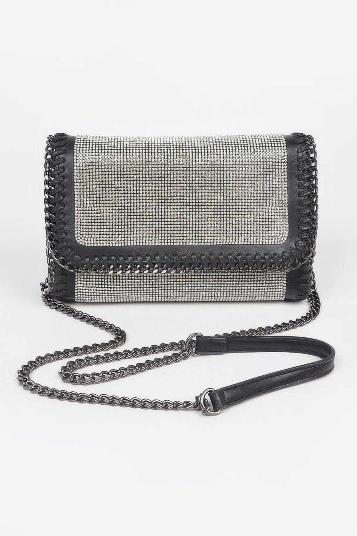 Multi Color Rhinestone Chain Braided Clutch Bag For Women