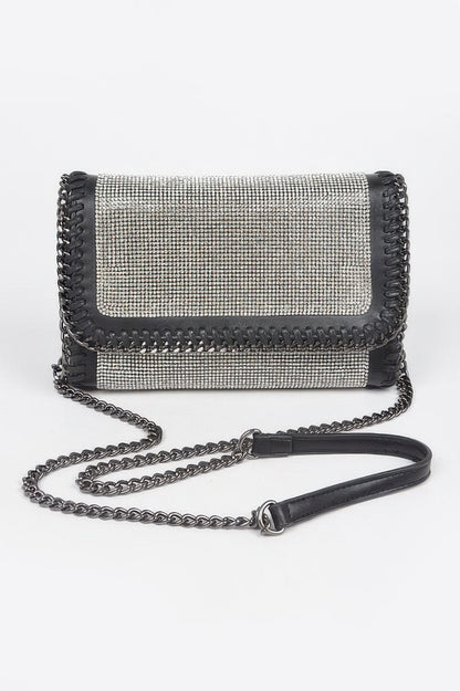 Multi Color Rhinestone Chain Braided Clutch Bag For Women