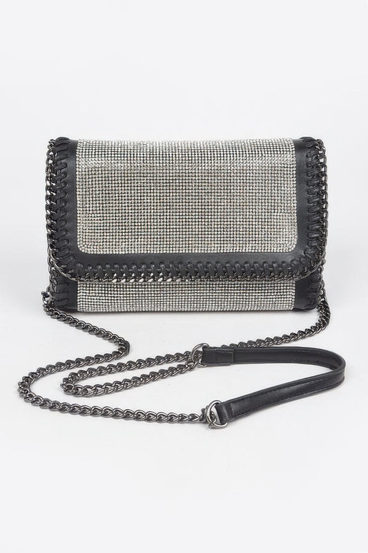 Multi Color Rhinestone Chain Braided Clutch Bag For Women