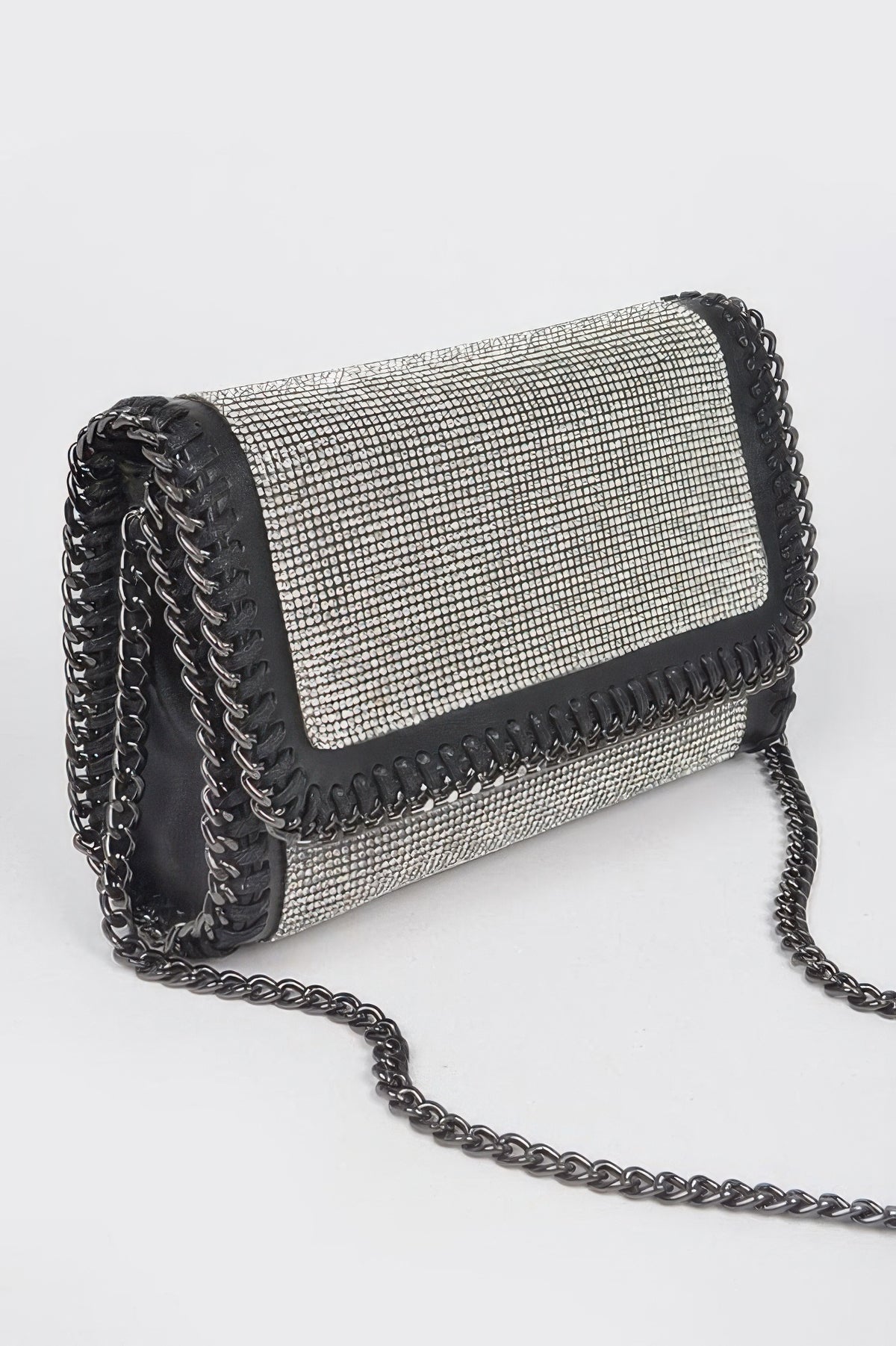 Multi Color Rhinestone Chain Braided Clutch Bag For Women