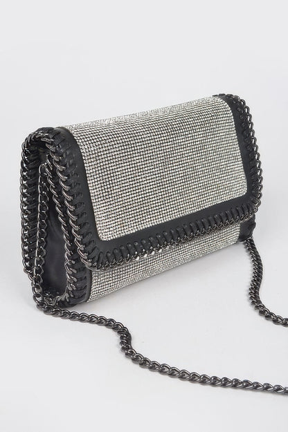 Multi Color Rhinestone Chain Braided Clutch Bag For Women