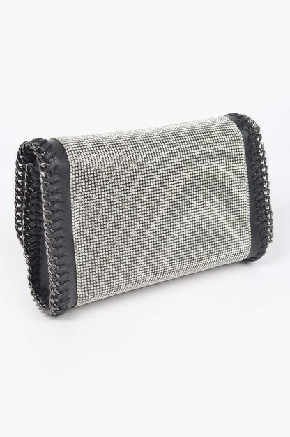 Multi Color Rhinestone Chain Braided Clutch Bag For Women