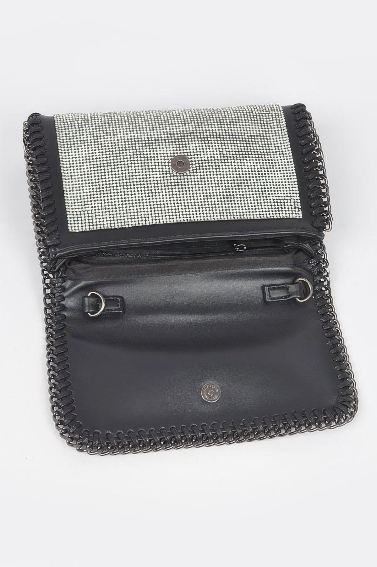 Multi Color Rhinestone Chain Braided Clutch Bag For Women Clear