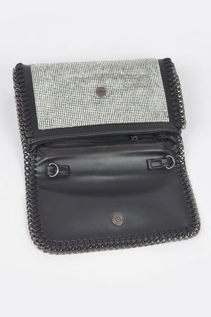Multi Color Rhinestone Chain Braided Clutch Bag For Women Clear