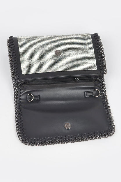 Multi Color Rhinestone Chain Braided Clutch Bag For Women Clear