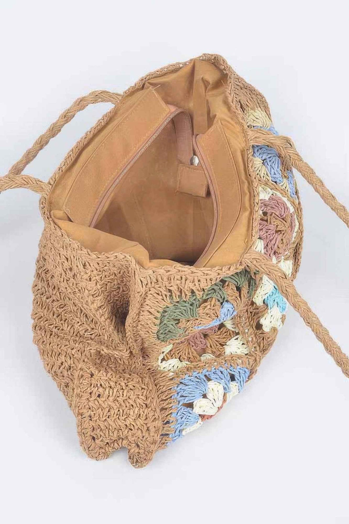 Faux Straw Tote Bag For Women Khaki