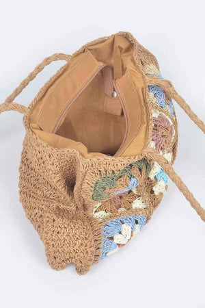 Faux Straw Tote Bag For Women Khaki