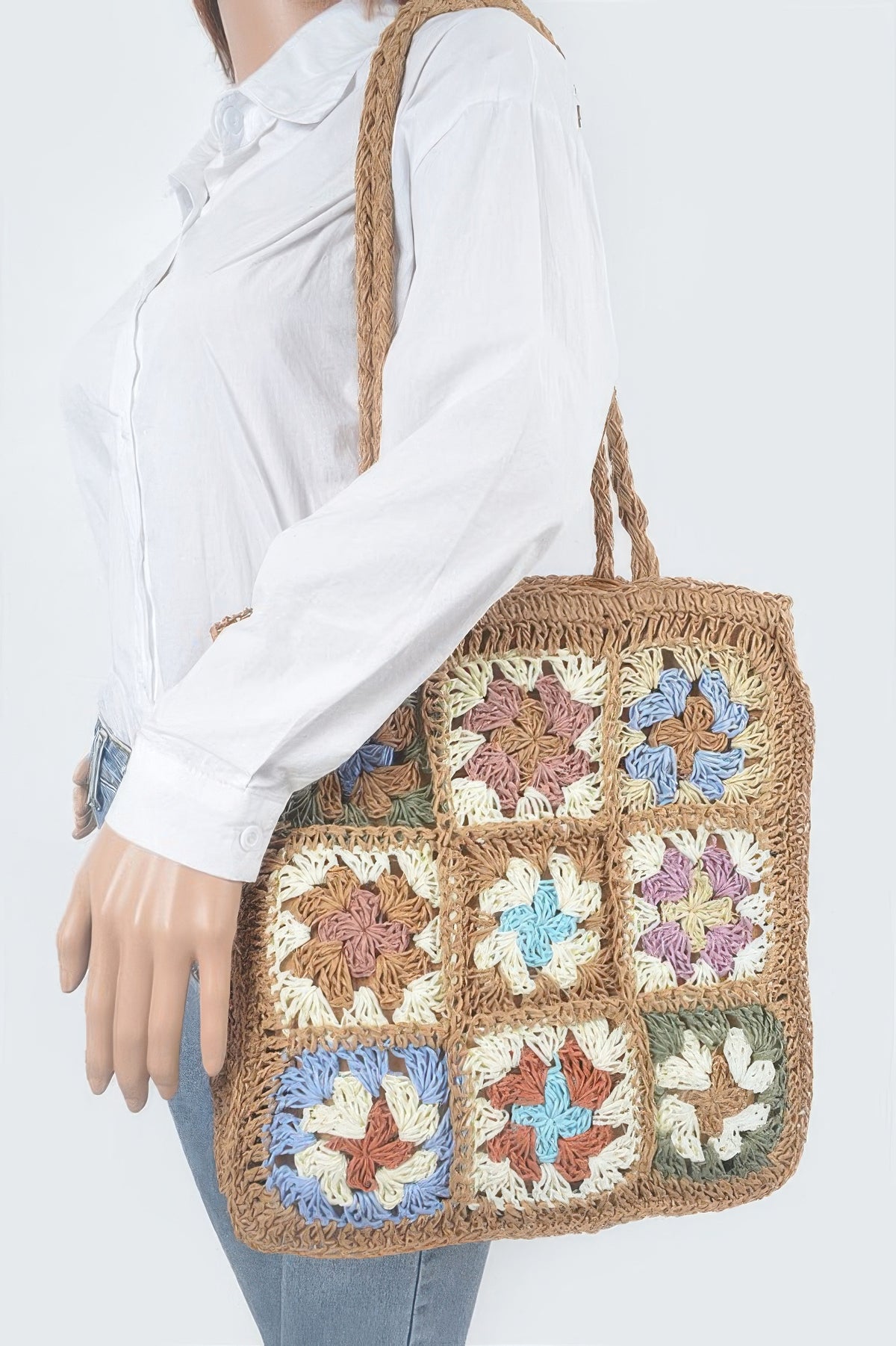 Faux Straw Tote Bag For Women