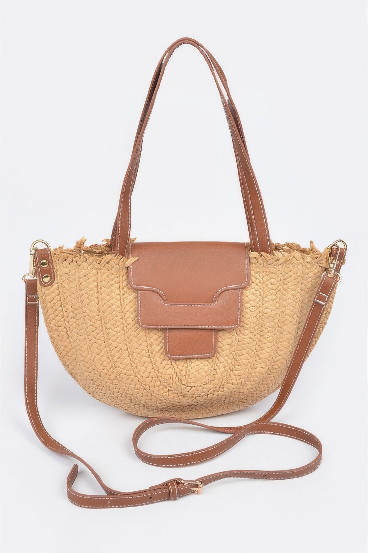 Faux Straw Crossbody Bag For Women