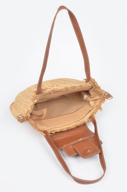 Faux Straw Crossbody Bag For Women