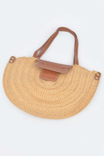 Faux Straw Crossbody Bag For Women Khaki