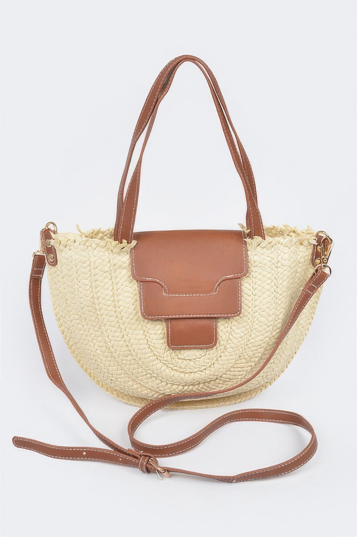 Faux Straw Crossbody Bag For Women Ivory