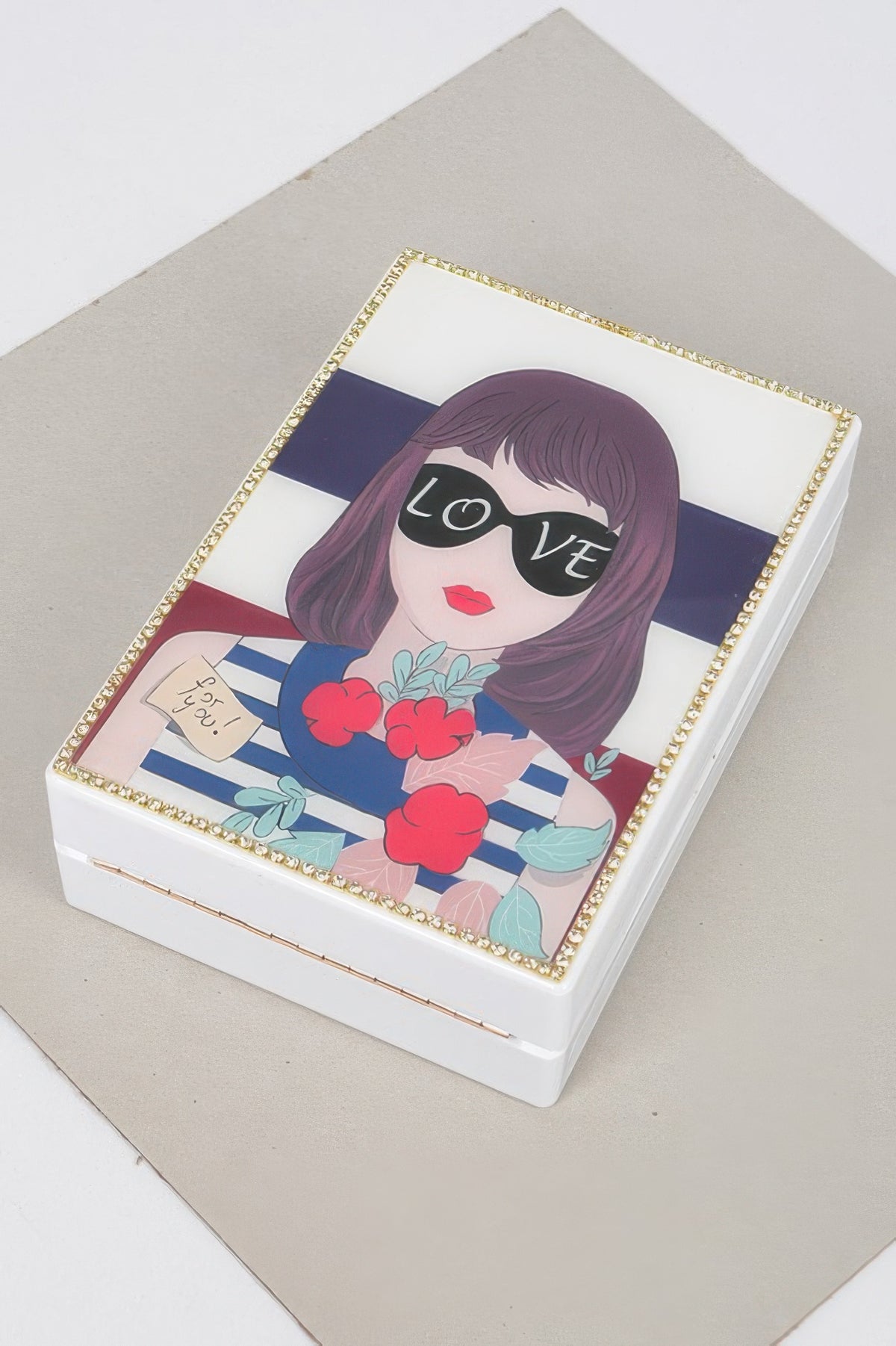 Acrylic Box Clutch For Women White