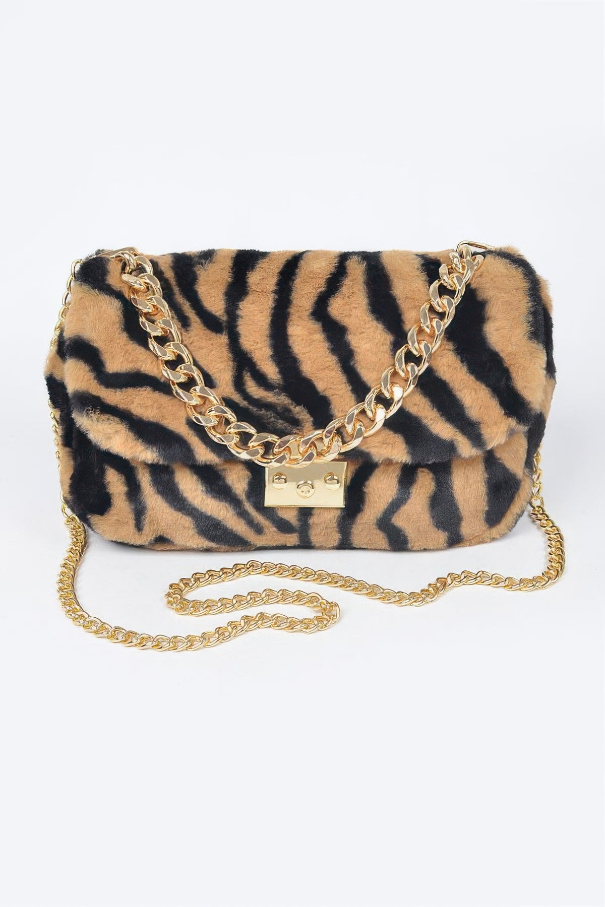 Faux Zebra Fur Shoulder Bag For Women
