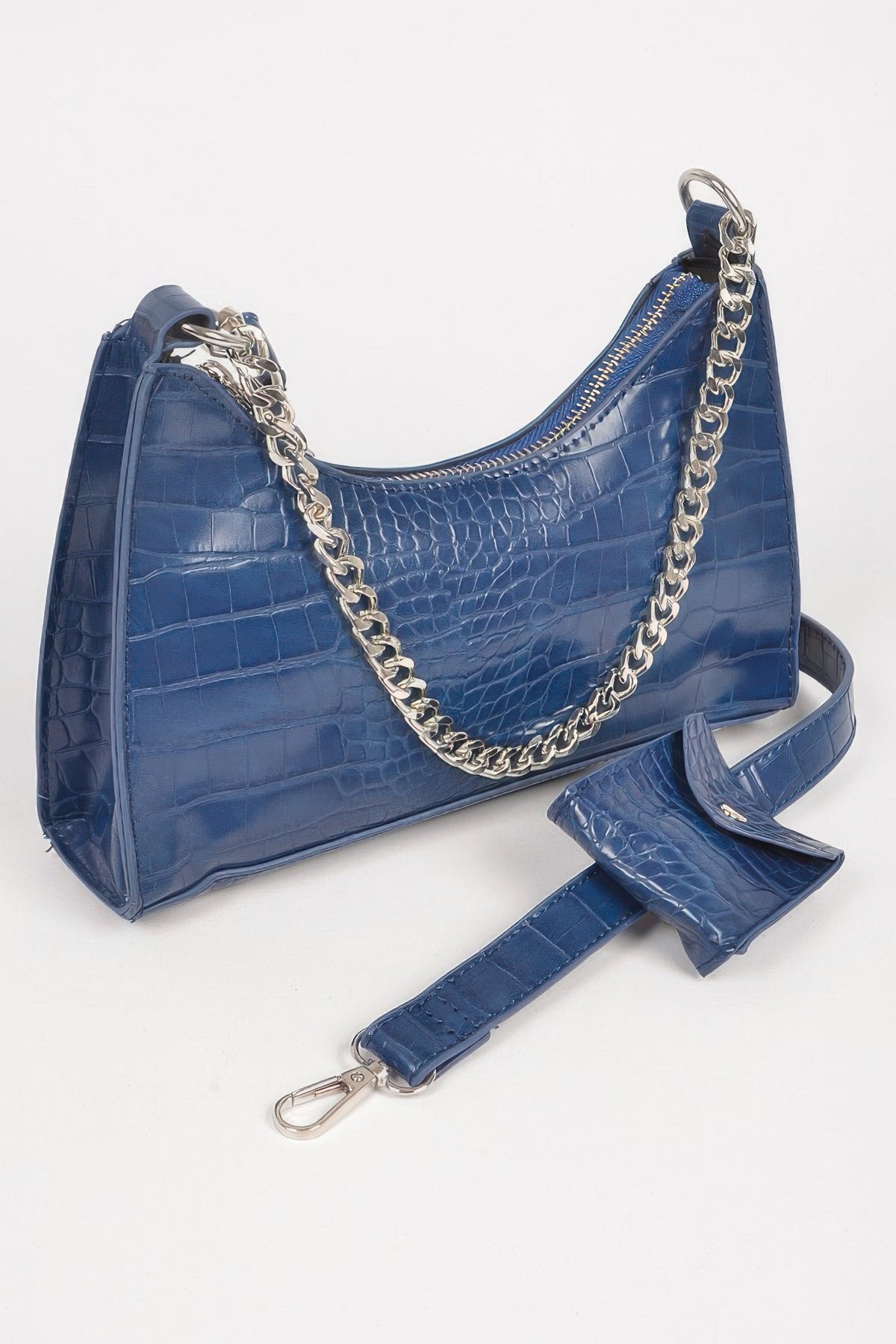 Faux Croc Chain Crossbody Bag Airpod Purse For Women