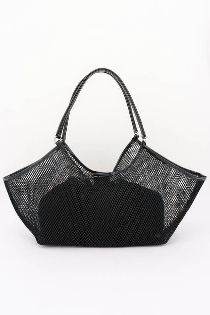 Mesh Tote Bag With Removable Liner Black