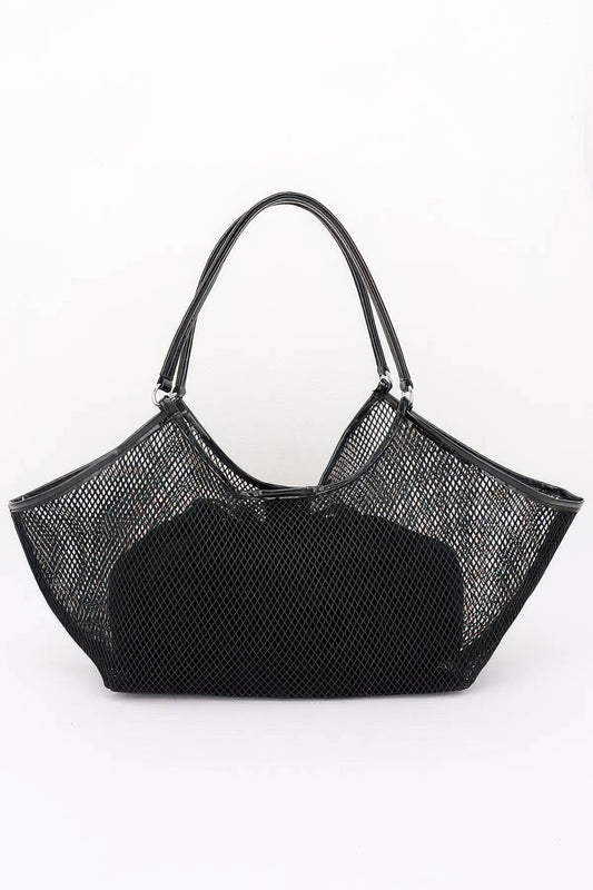 Mesh Tote Bag With Removable Liner Black