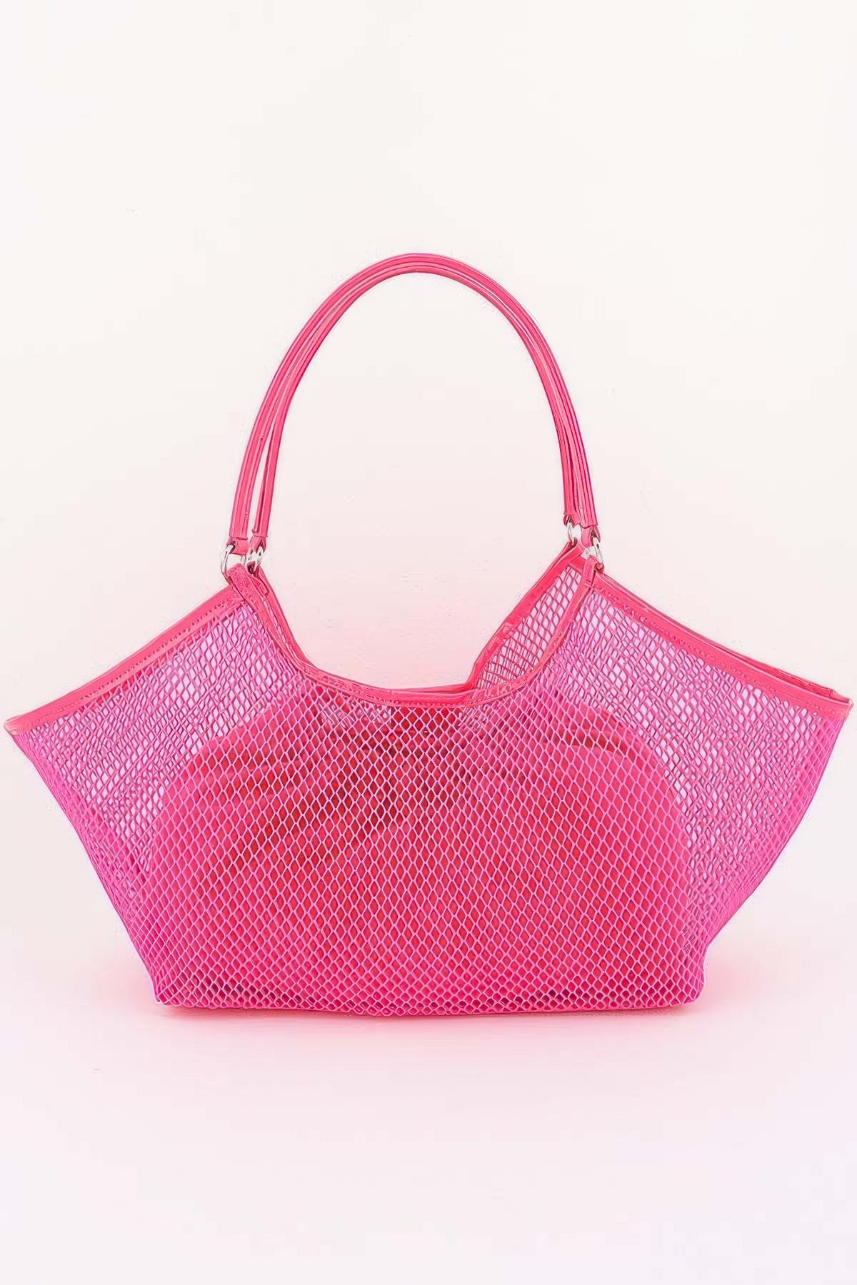 Mesh Tote Bag With Removable Liner Fuschia