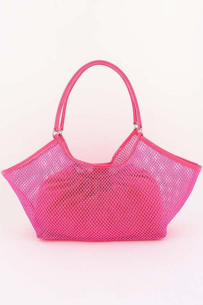 Mesh Tote Bag With Removable Liner Fuschia
