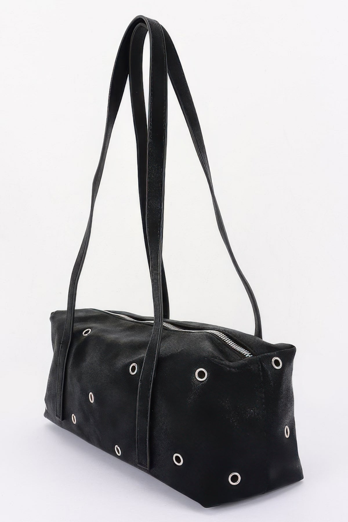 Vegan Leather Eyelet Studded Rectanglar Bag For Women