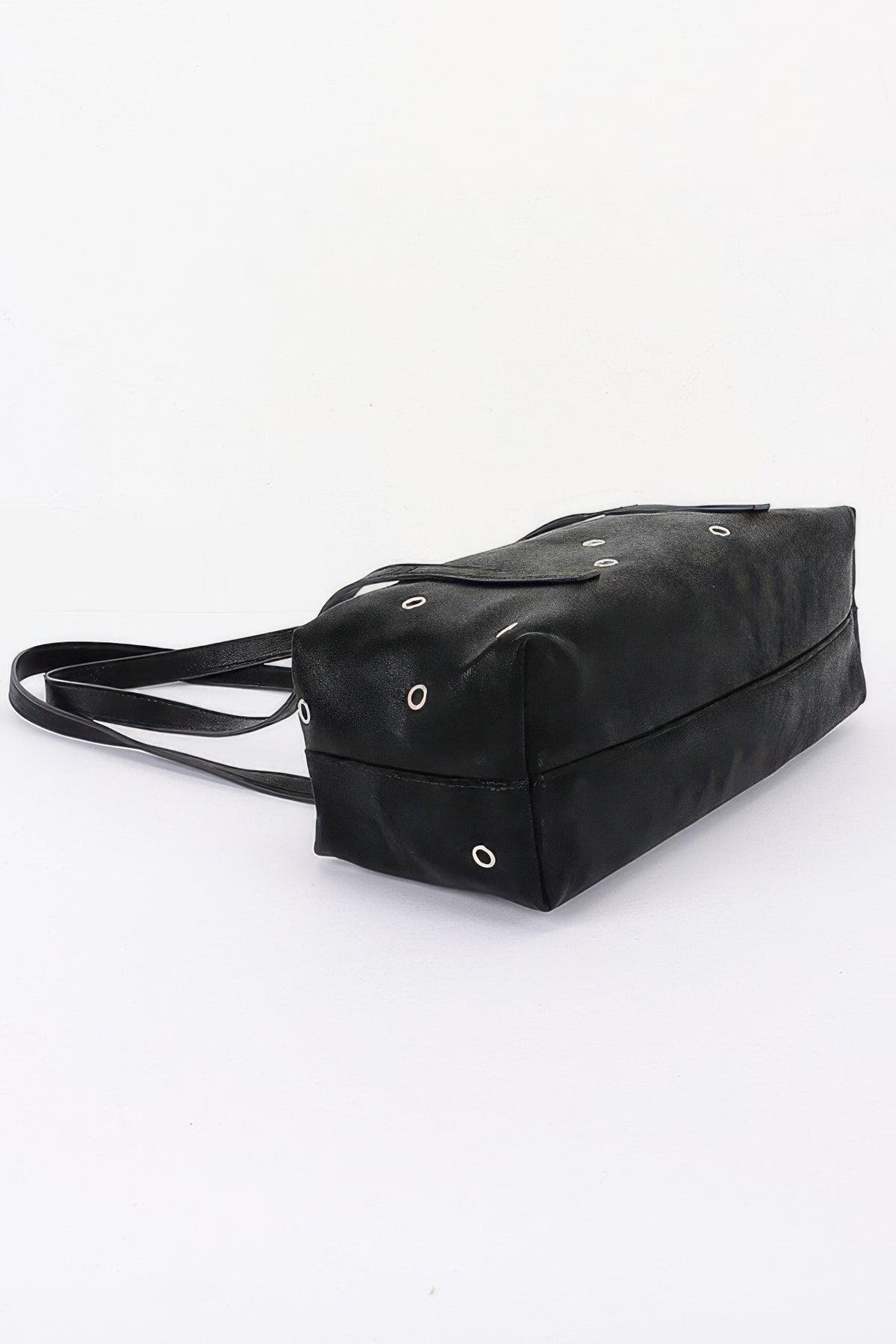 Vegan Leather Eyelet Studded Rectanglar Bag For Women