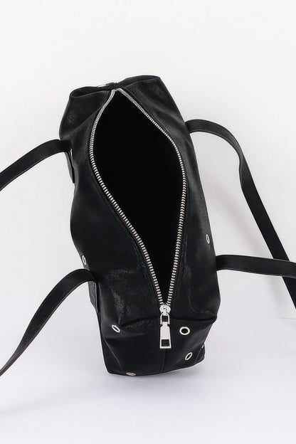 Vegan Leather Eyelet Studded Rectanglar Bag For Women