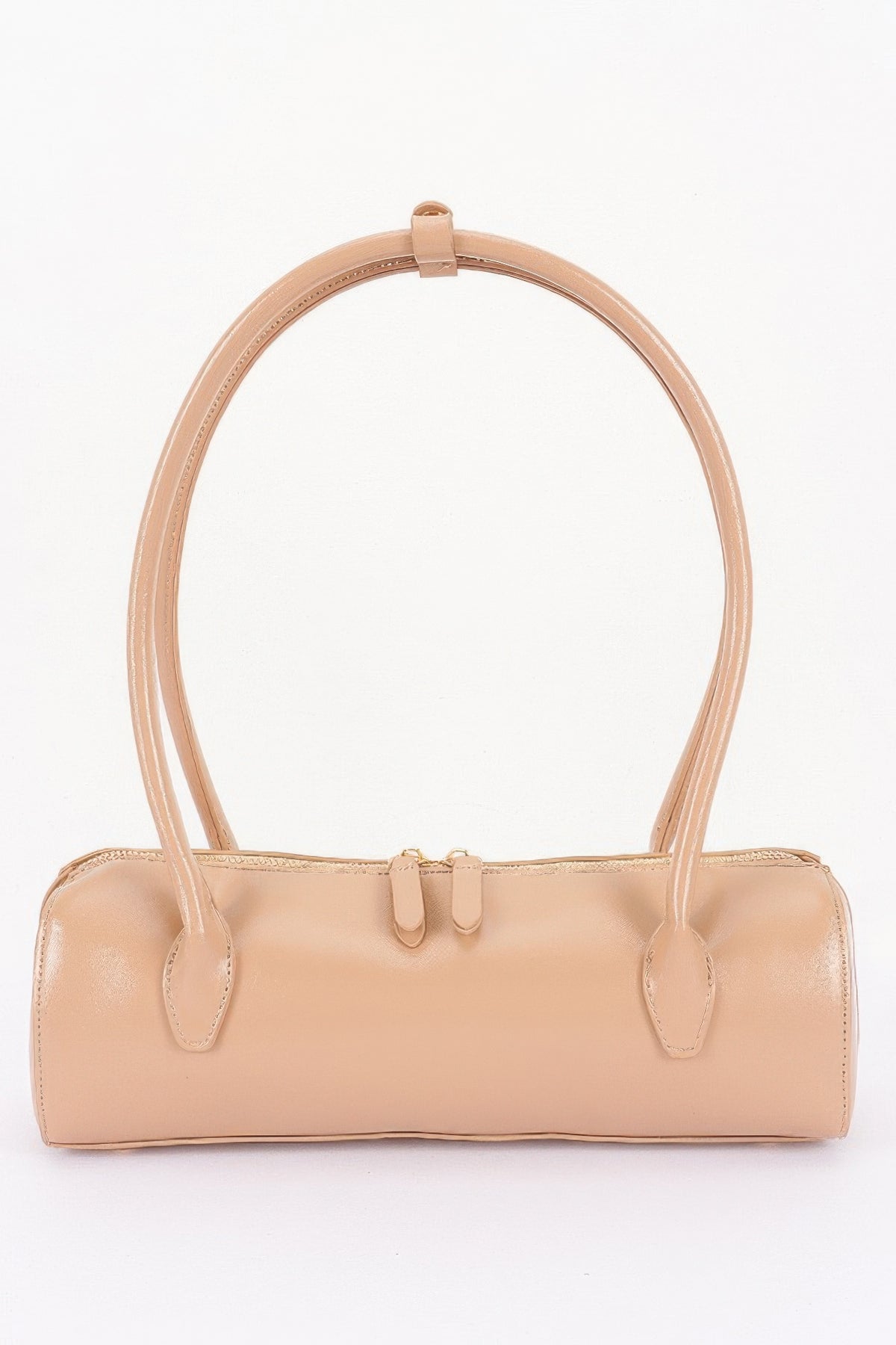 Vegan Leather Rectangular Shoulder Bag For Women Beige