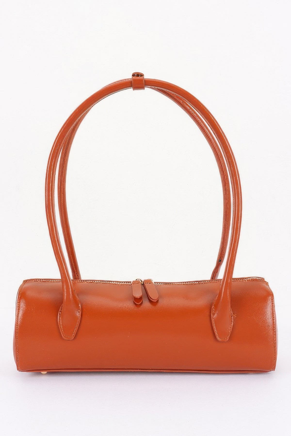 Vegan Leather Rectangular Shoulder Bag For Women Camel