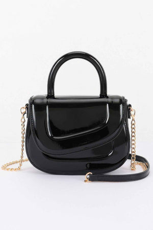 Patent Leather Top Handle Bag For Women Black