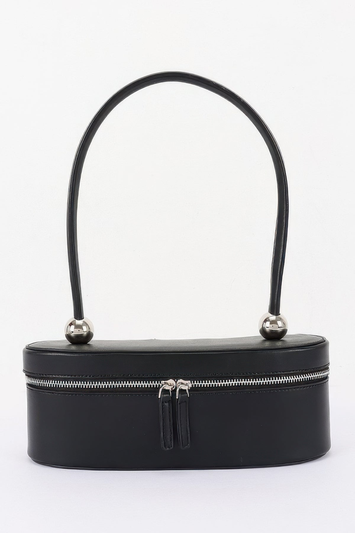 Vegan Leather Long Box Shoulder Bag For Women Black