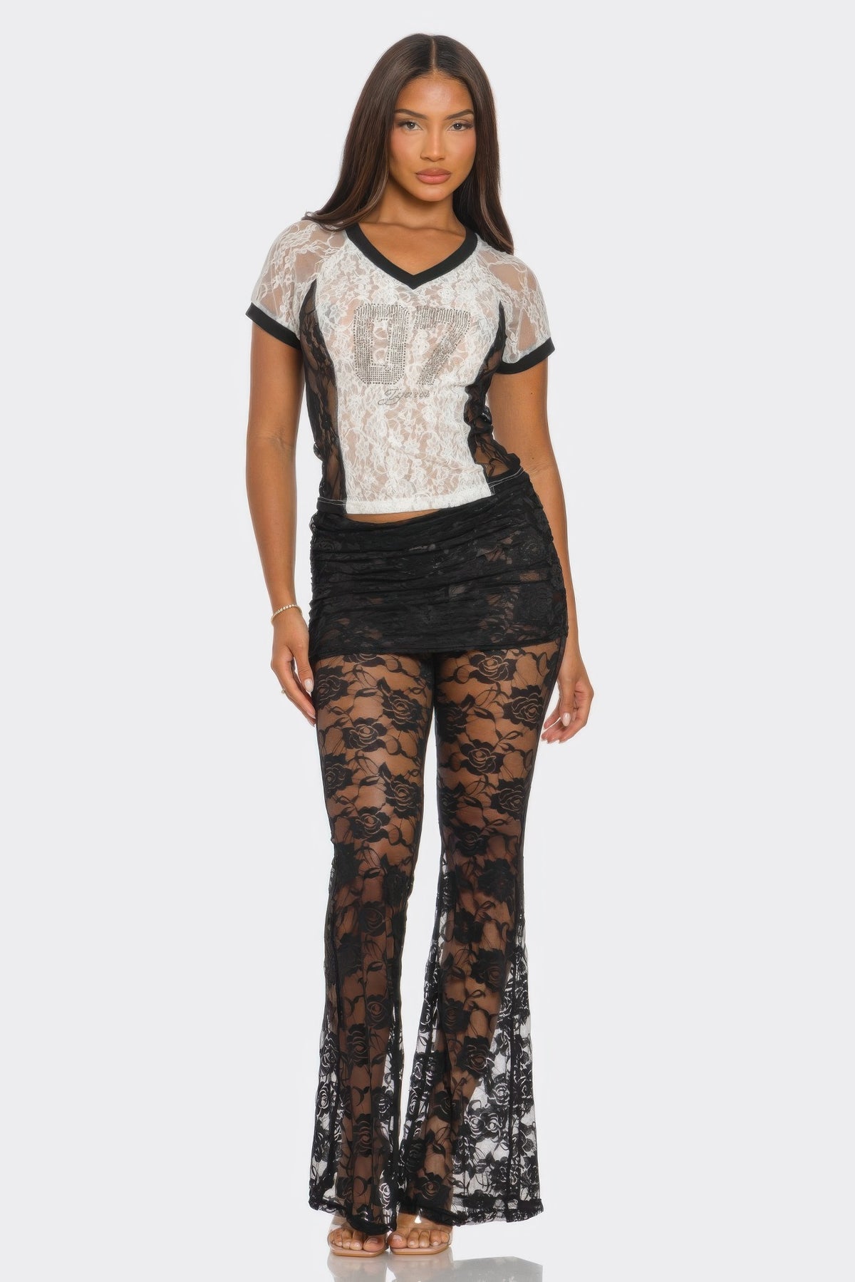 87 Lace Jersey T-shirt For Women White